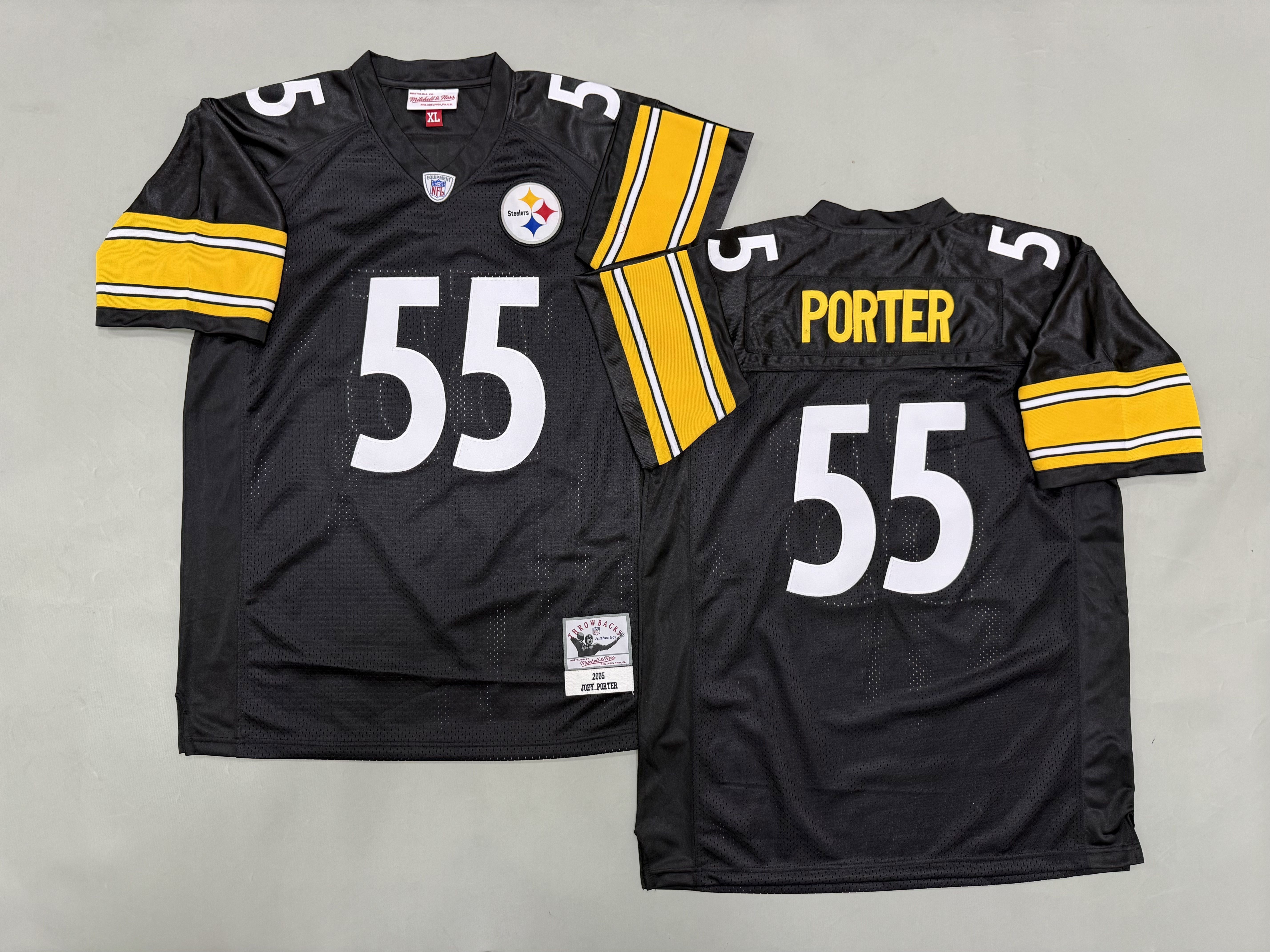 Men 2026 Pittsburgh Steelers #55 Porter Black Throwback Limited NFL Jersey style 01->youth nfl jersey->Youth Jersey